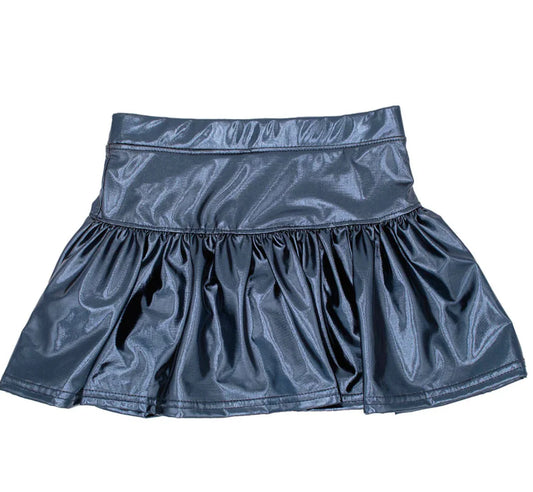 Slick Metallic Gathered Skort- Navy
