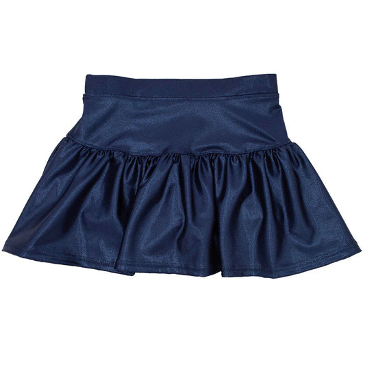 Gathered Skort- Metallic Navy Shimmer