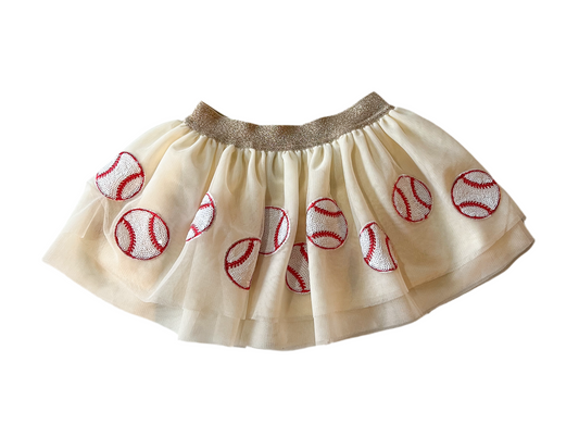 Beige Baseball Tutu Skirt