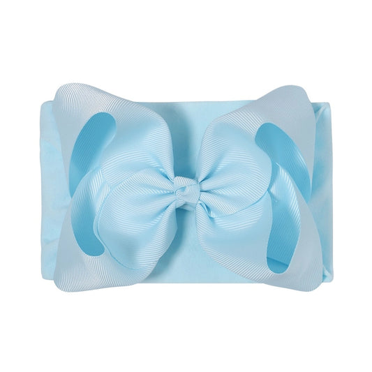 Blue Nylon Grosgrain Headband Bow