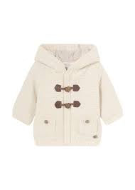 Mayoral Knit Hooded Cardigan with bear buttons