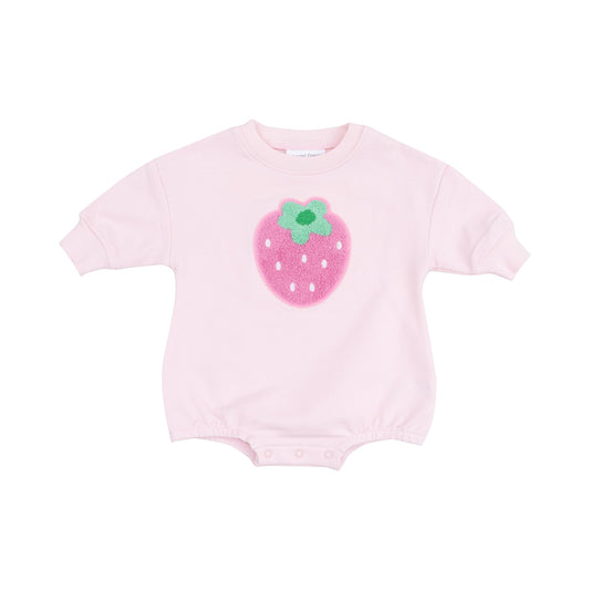 Strawberry Swiss Dot Bubble Romper