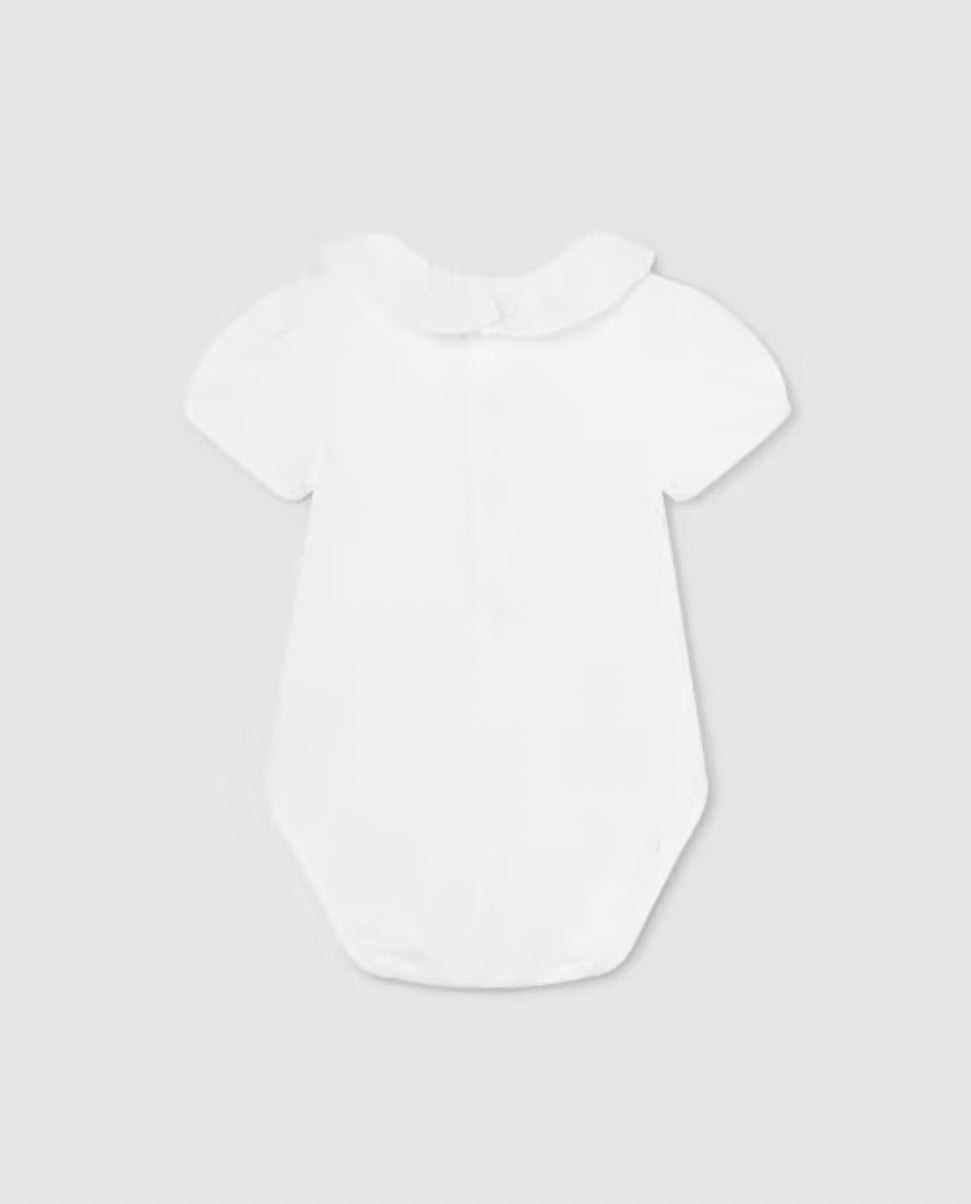 White Ruffle Collar Bodysuit