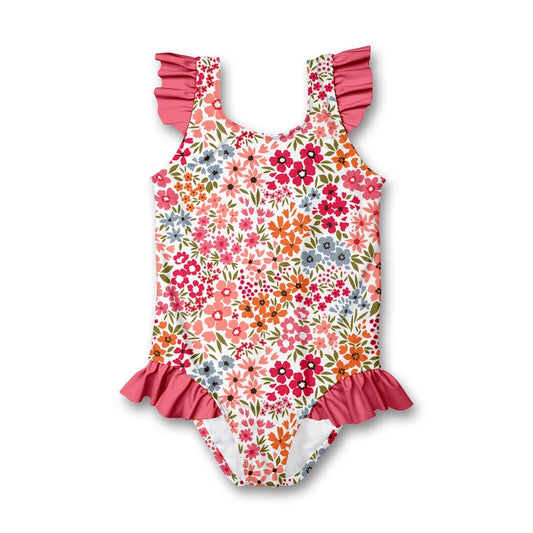 Girls Coral Floral Swimsuit