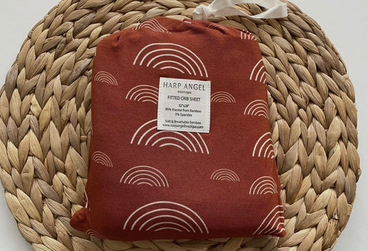 Bamboo Premium Fitted Crib Sheet- Rust Rainbow