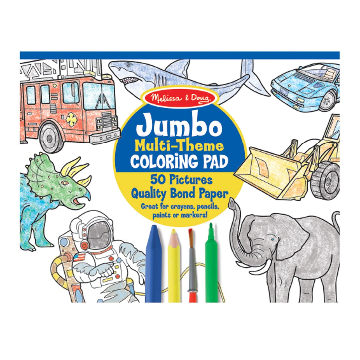 Jumbo Coloring Pad- Space, Sharks, Sports, and More
