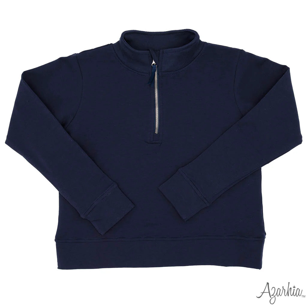 Oversized Crop 1/4 Zip Sweatshirt - Navy