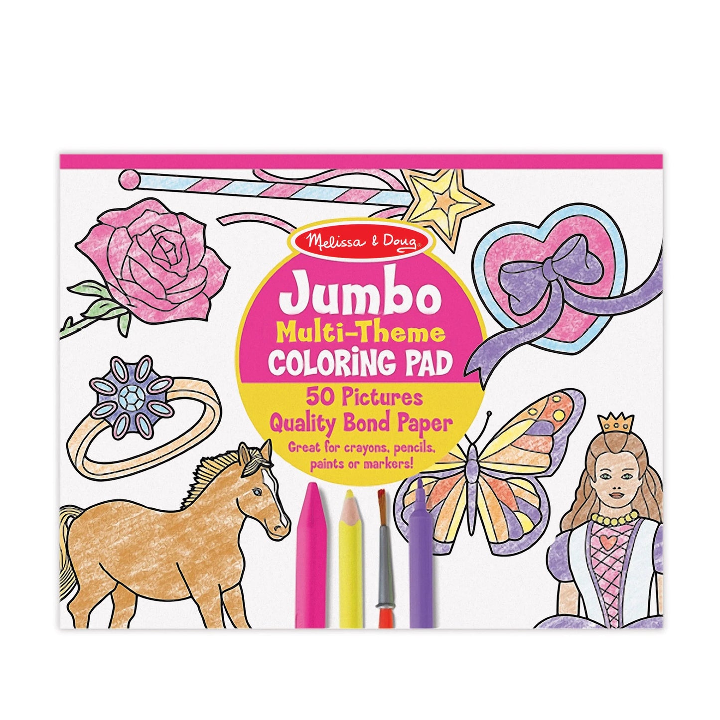 Jumbo Coloring Pad- horses, hearts, flowers, and more