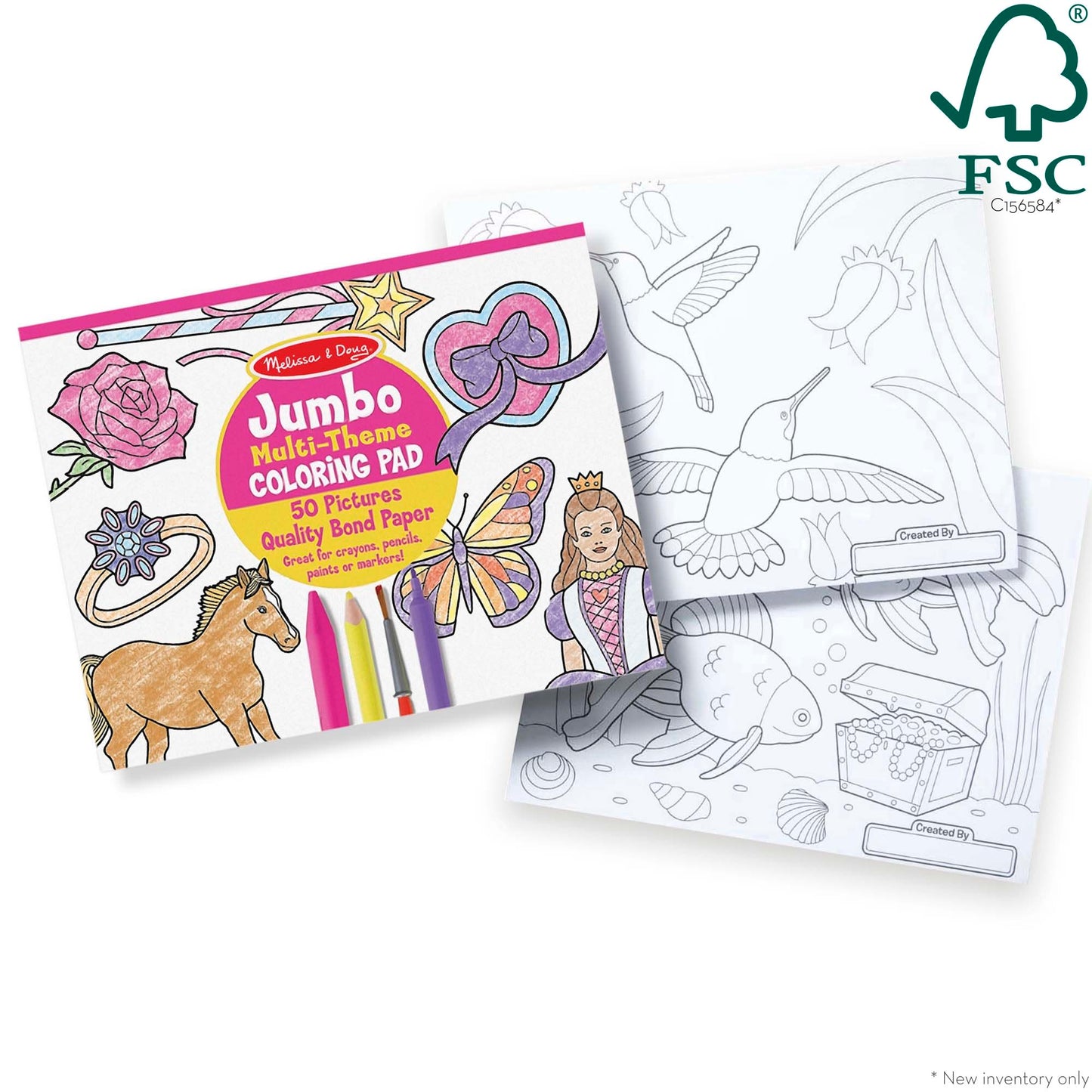 Jumbo Coloring Pad- horses, hearts, flowers, and more