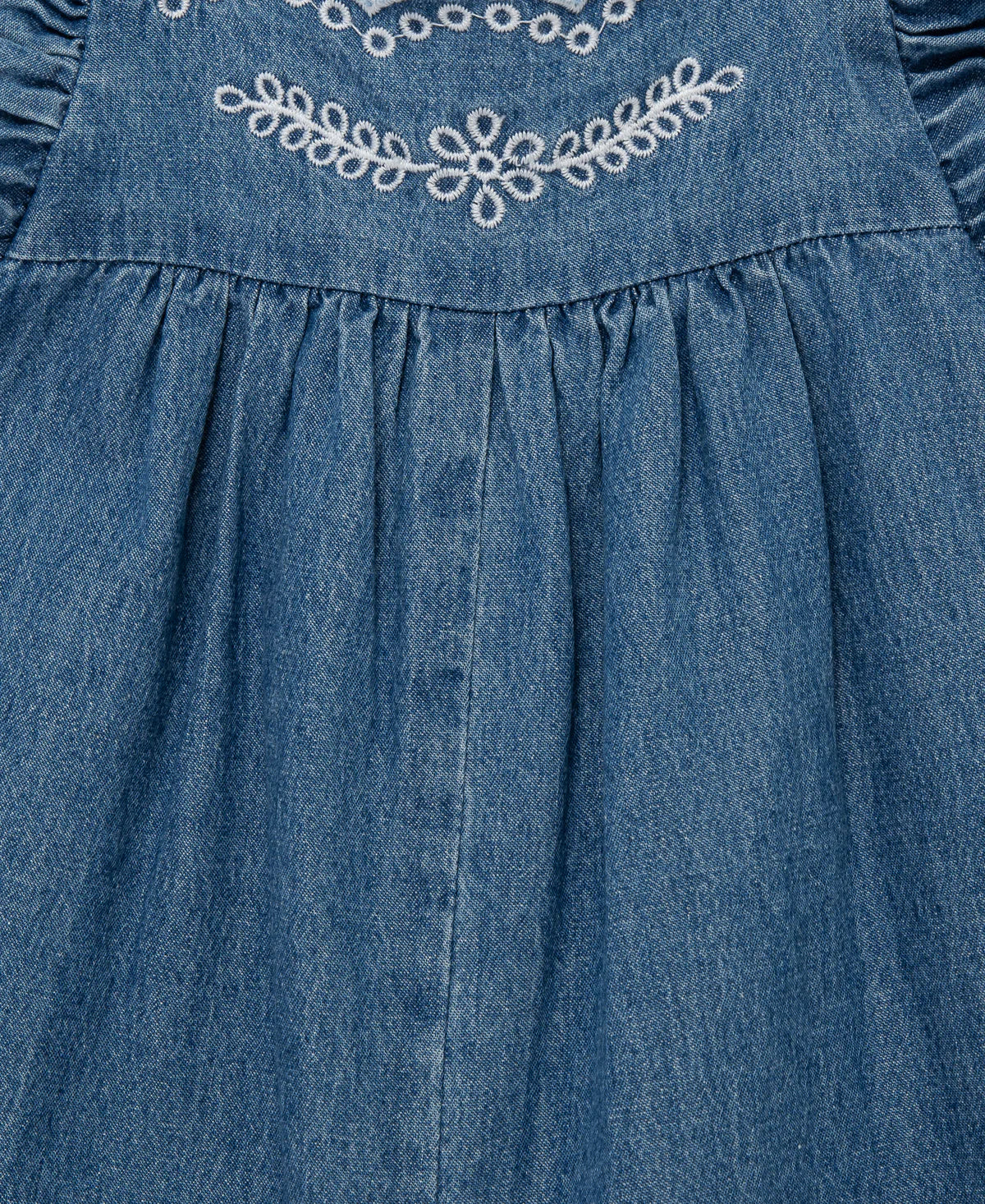 Little Me Chambray Woven Romper & Headband