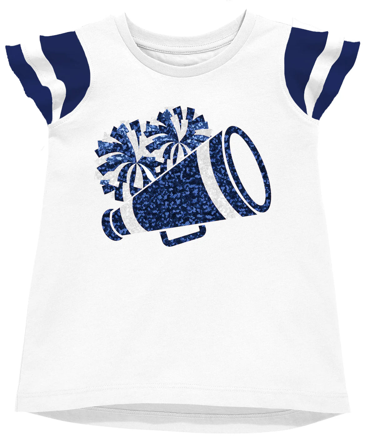 Shimmer Ruffle Sleeve Sequin Cheer- Navy Game Day