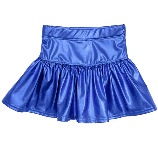 Slick Metallic Gathered Skort- Royal