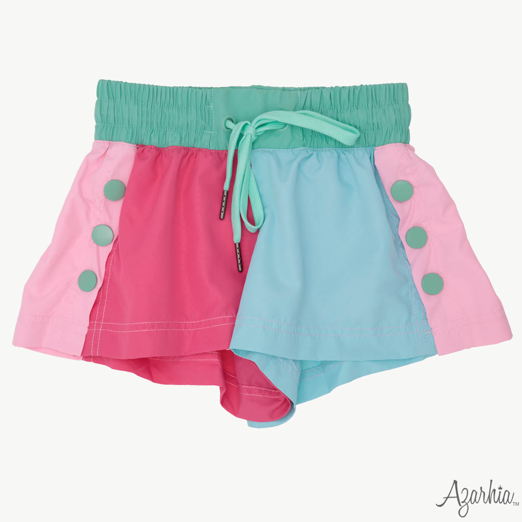 Pinks and Blues Color Block Shorts