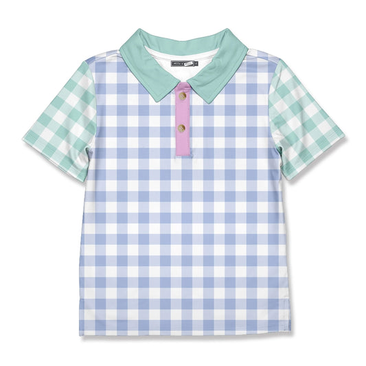 Periwinkle + Mint Gingham Polo