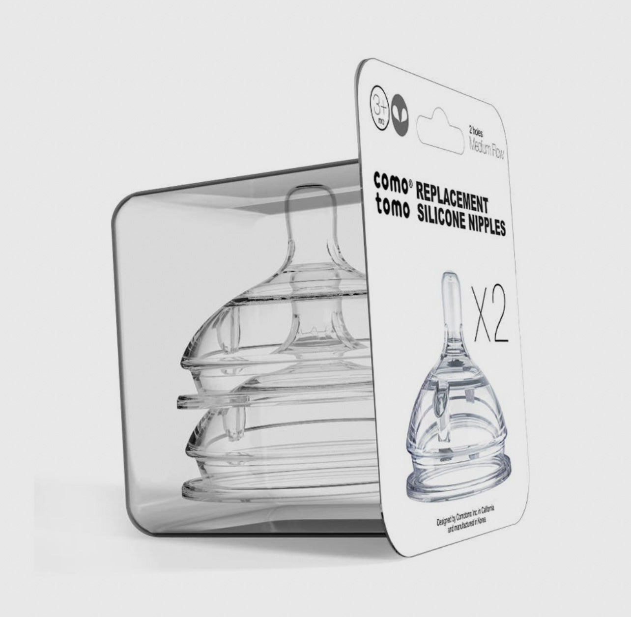 Comotomo Baby Bottle Silicone Replacement Nipples (2 pack)