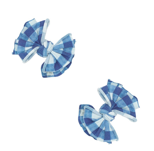 2 Pack Printed Baby FAB Clips: Blue Plaid