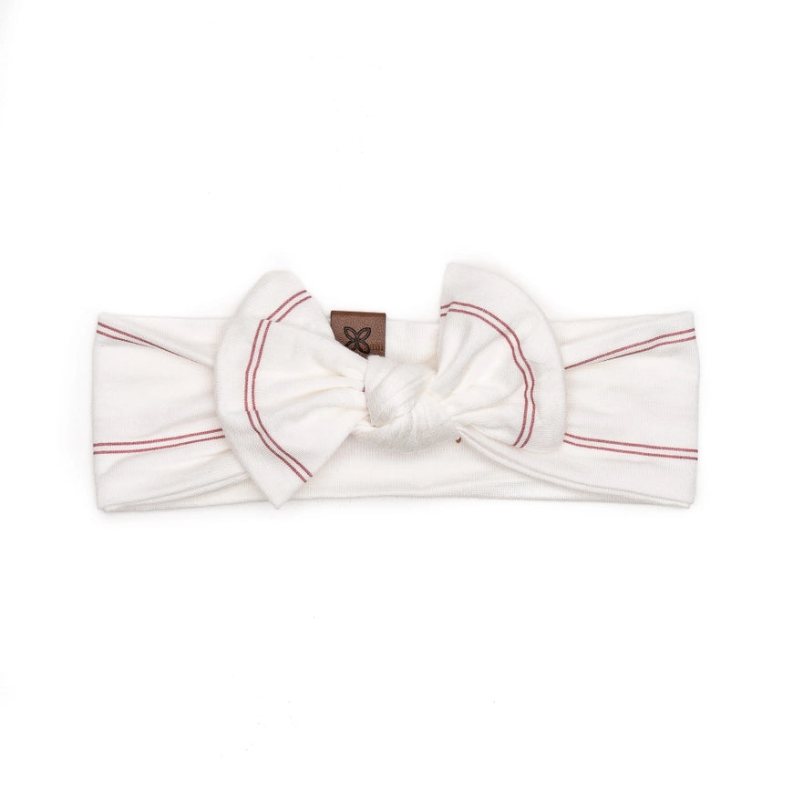 Rose Striped Headband Bow