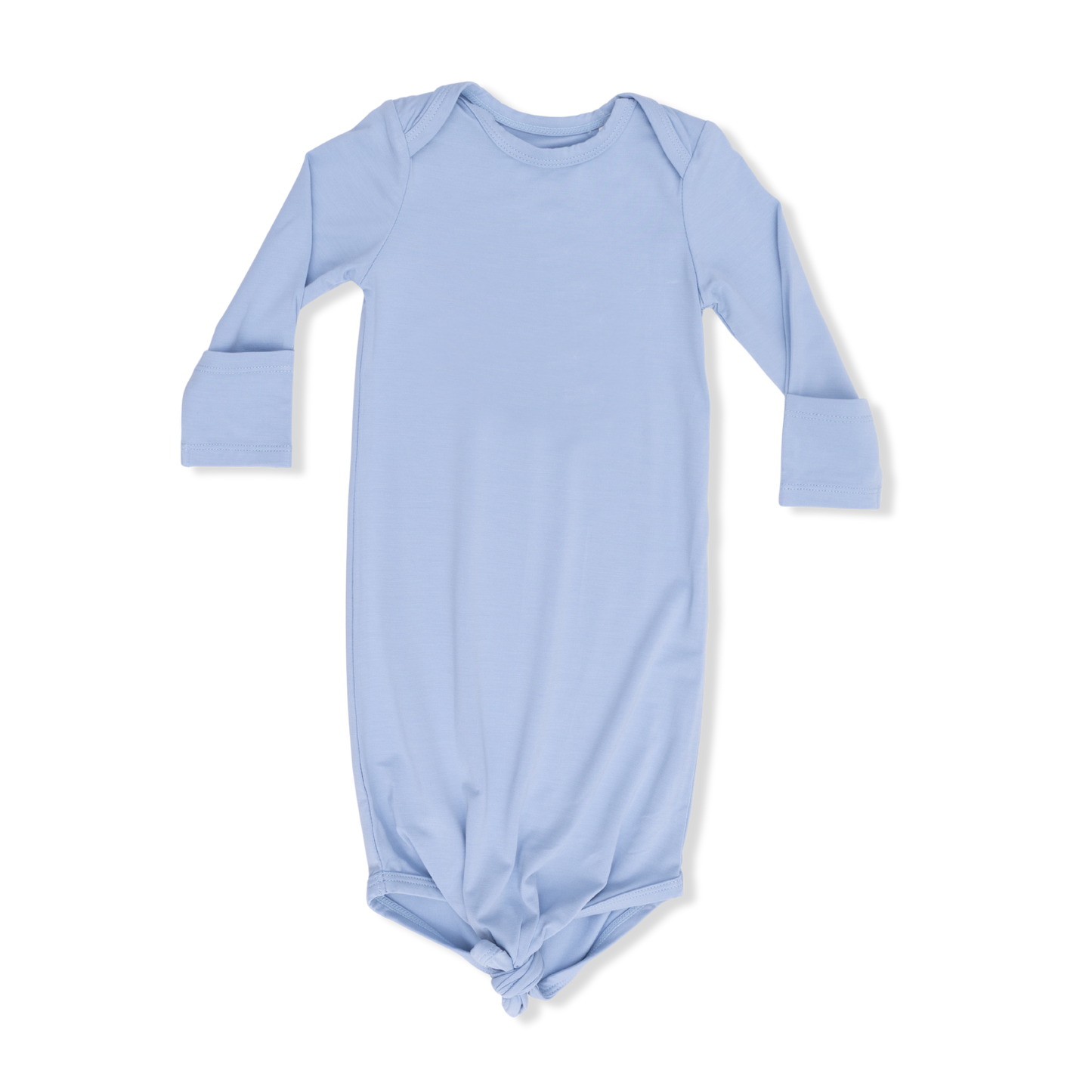 Solid Blue Fog Knotted Gown & Hat Set