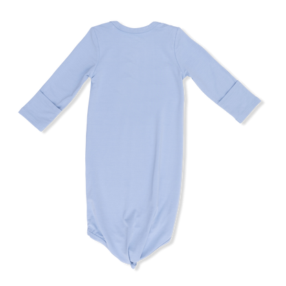 Solid Blue Fog Knotted Gown & Hat Set