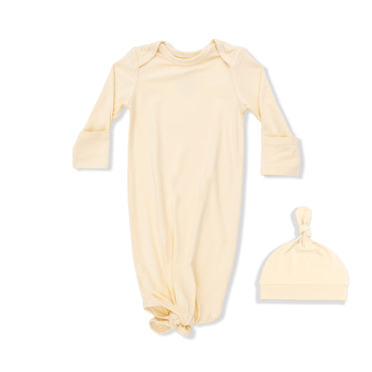 Solid Italian Straw Knotted Gown & Hat Set