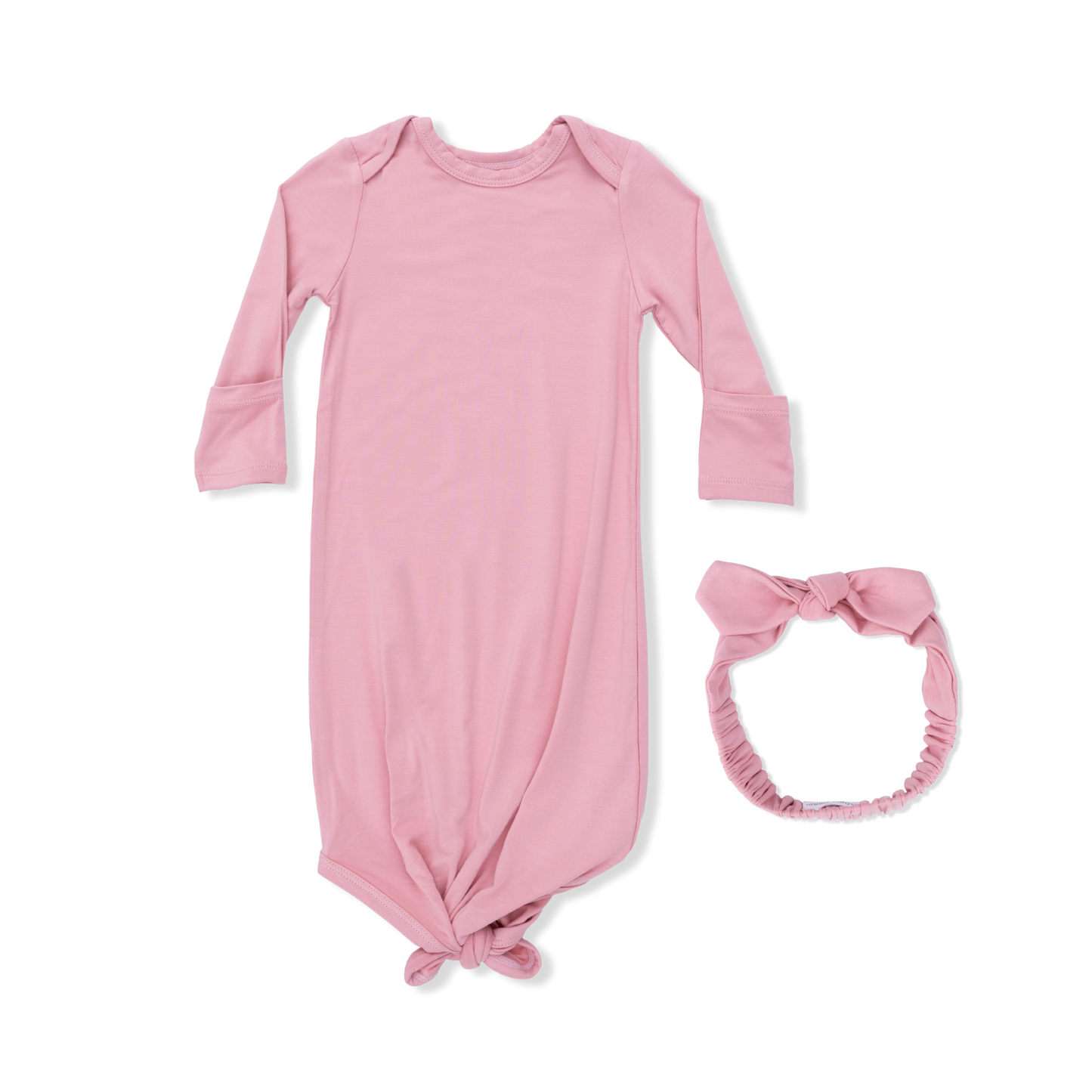 Solid Rose Elegance Knotted Gown & Headband