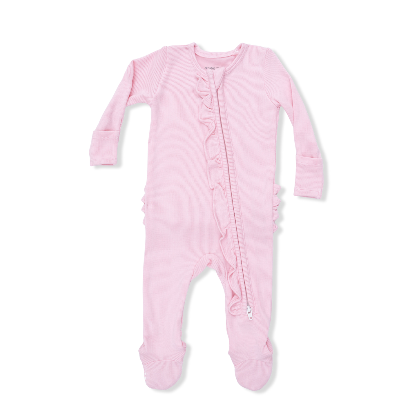 Solid Romance Rose Ruffle Zipper Footie