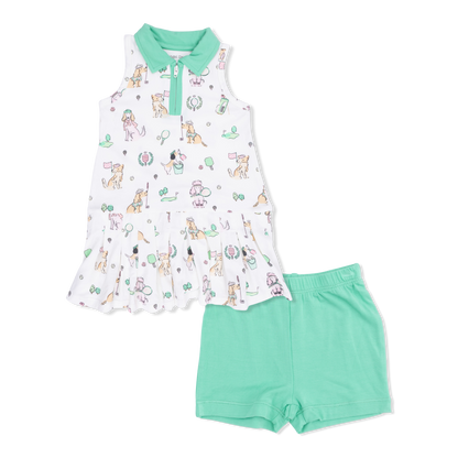 Country Club Dogs Tennis Dress & Short Set