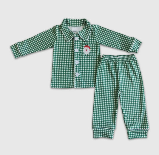 Green Gingham Pajama Set