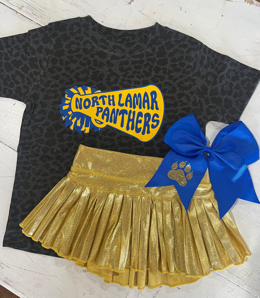 Gold Shimmer Mini Pleated Skort