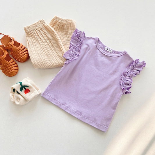 Purple Ruffle Sleeve Top