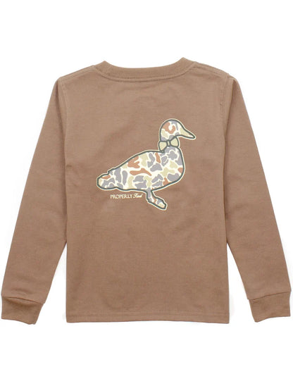 Boys field camo logo LS walnut
