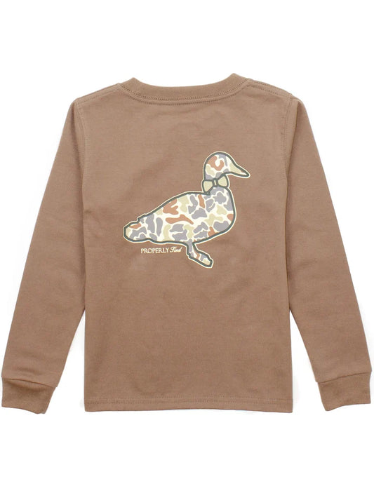 Boys field camo logo LS walnut