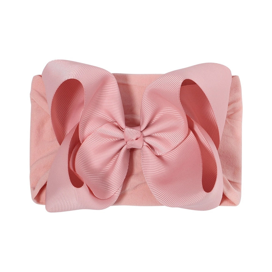 Pink Nylon Grosgrain Headband Bow