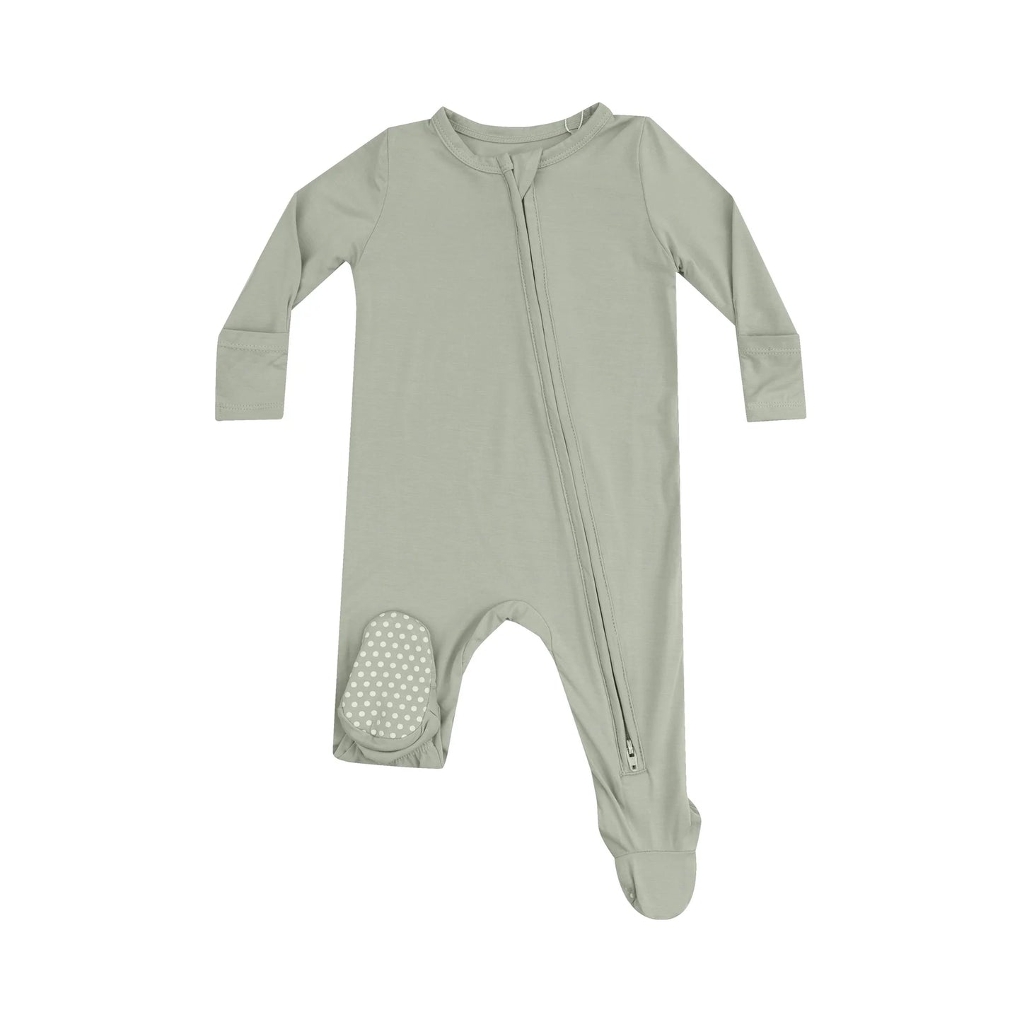 Solid Desert Sage Zipper Footie