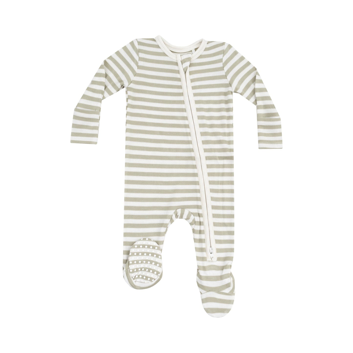 Stripe Sage 2 Way Zipper Footie