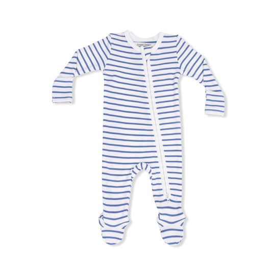 Navy Stripe 2 Way Zipper Footie