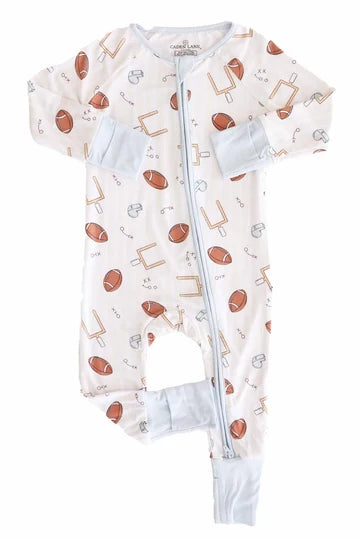 Tiny Touchdowns Convertible Zip Romper | Neutral