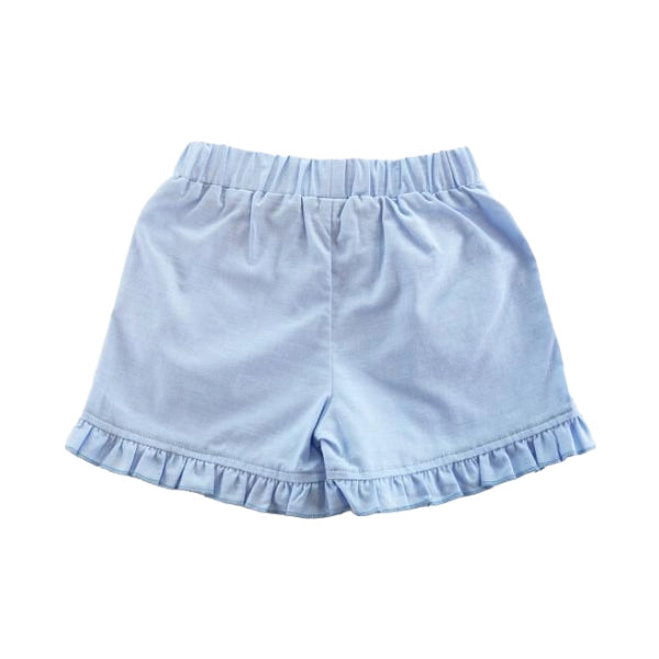 Blue Ruffle Hem Shorts