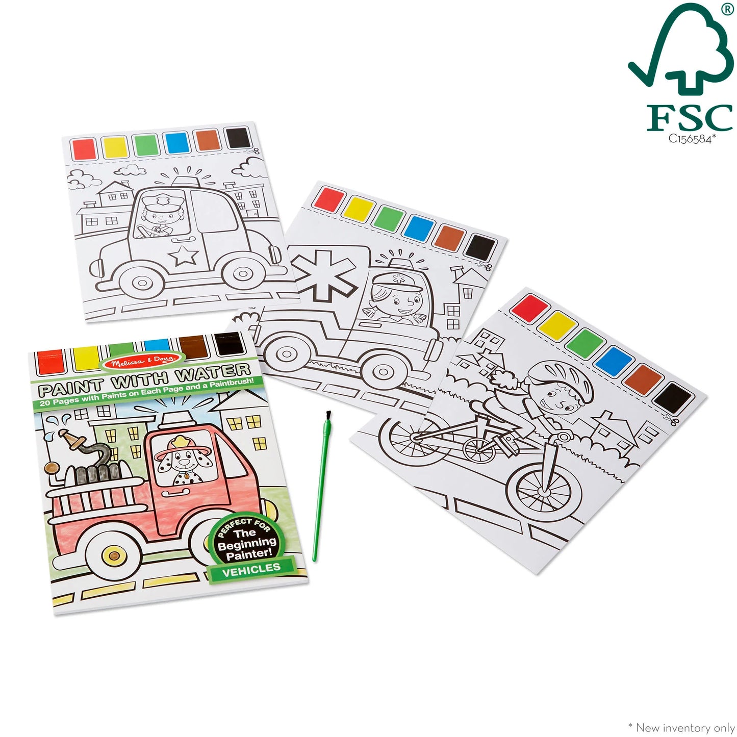 Vehicles Paint with Water Kids' Art Pad