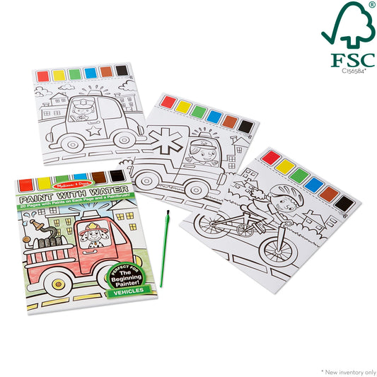 Vehicles Paint with Water Kids' Art Pad