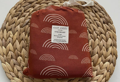 Bamboo Premium Fitted Crib Sheet- Rust Rainbow