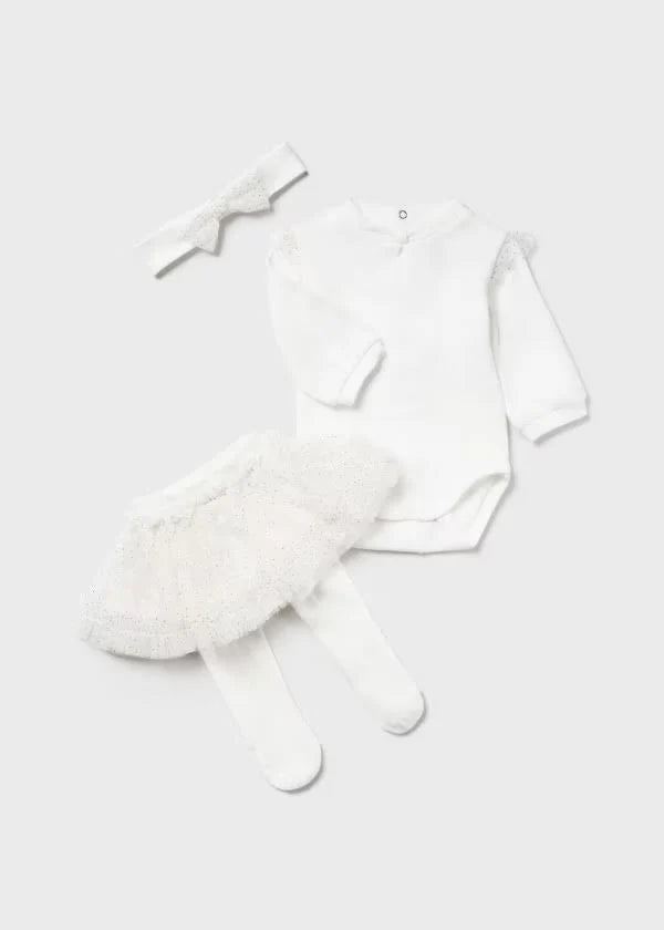 Mayoral 3 piece white tulle set crudo