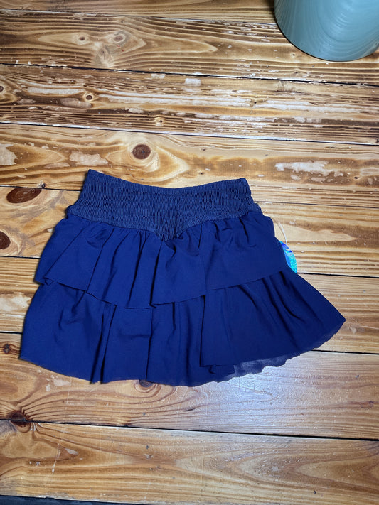 Smocked Mesh Skort Navy