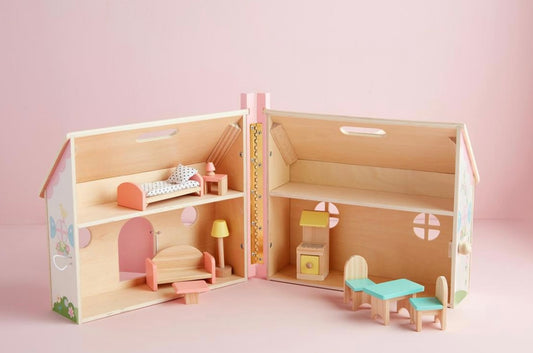 Wooden Doll House Set