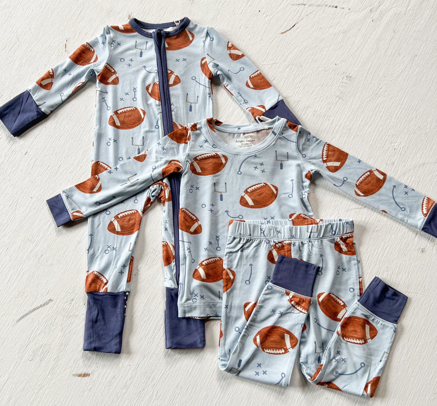 Blue Football Zipper Pajama