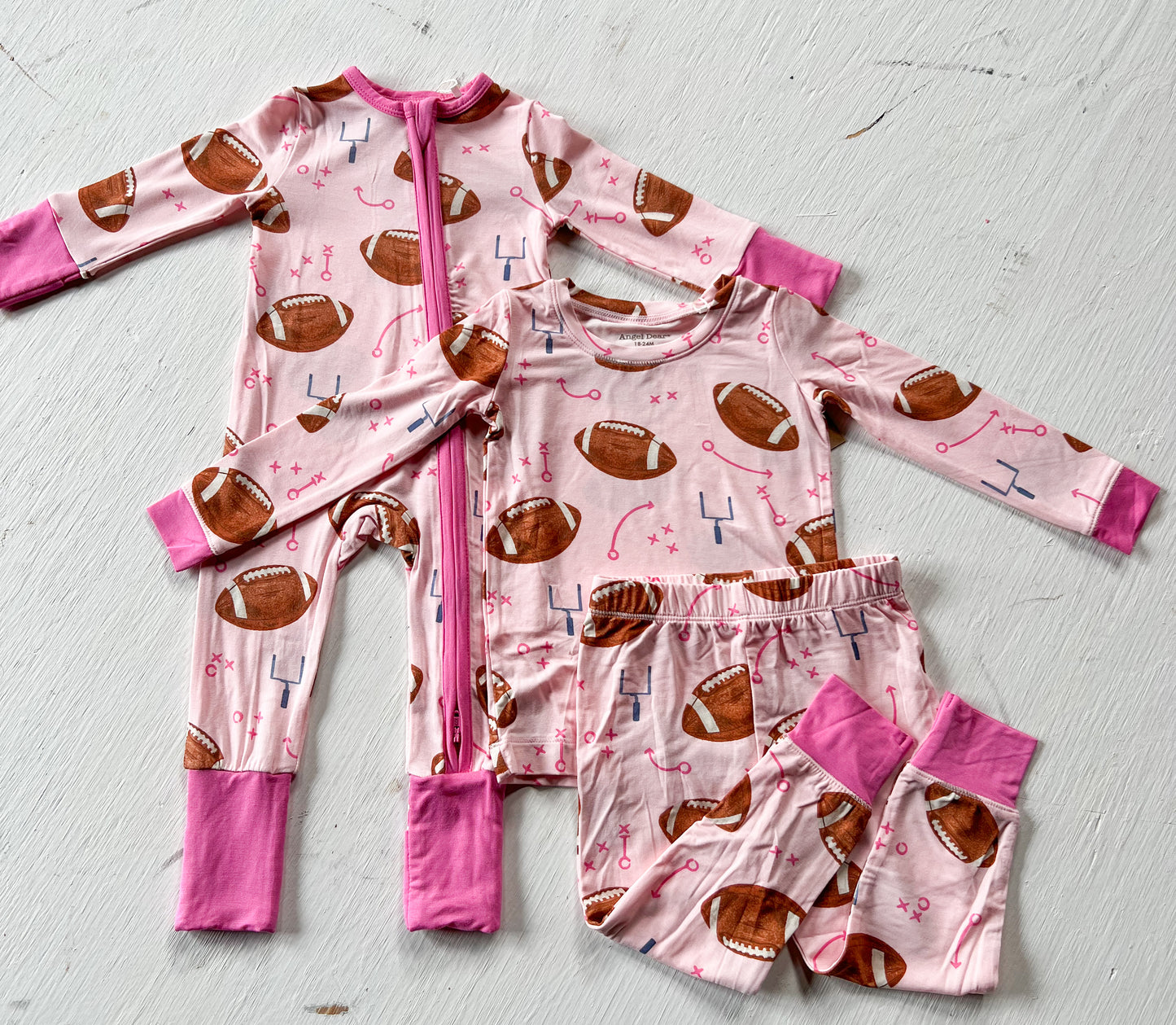 Pink Football 2 Piece Pajamas