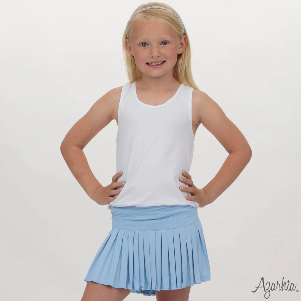 Mini Pleated Skort- Solid Light Blue