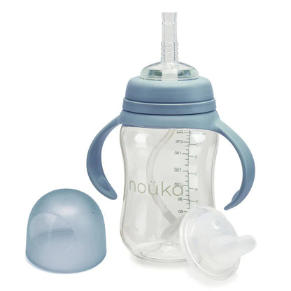 Transitional sippy/weighted straw cup