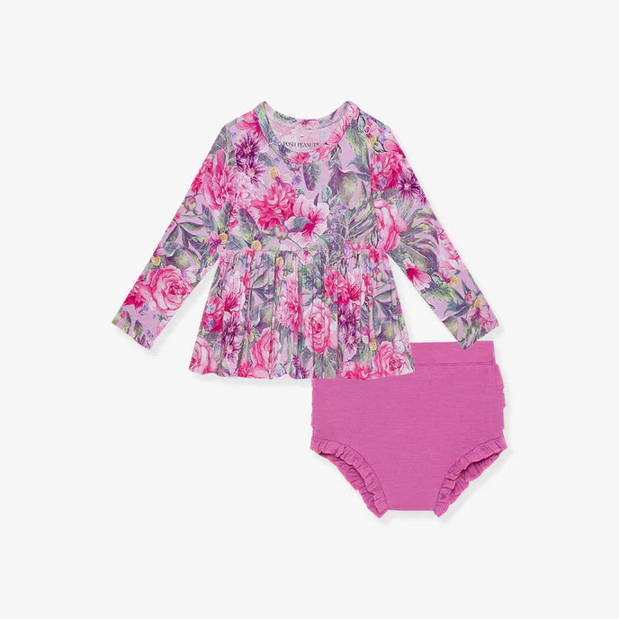 Peplum ruffled bummie set Ellory