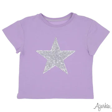 Boxy T With Silver Sequin Star - Lavender